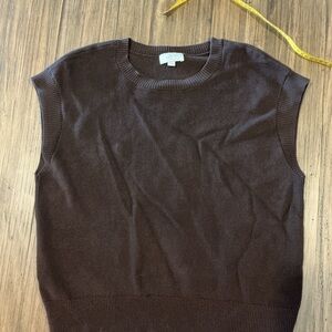 LOFT Chocolate Ribbed Knit Sleeveless Sweater